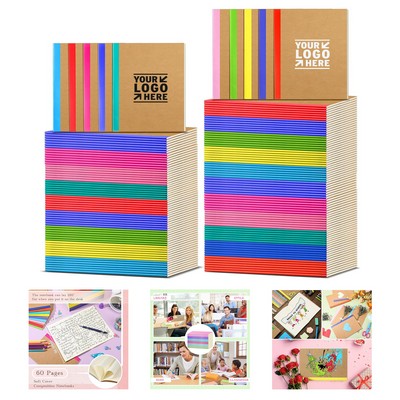 60 Pages 5.8 x 8.3 Inch Soft Cover Lined Composition Notebook - A5 Kraft Paper