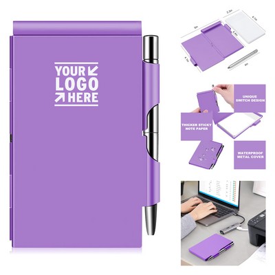 Small Pocket Notepad Aluminum Case with Mini Pen and 60 Pages