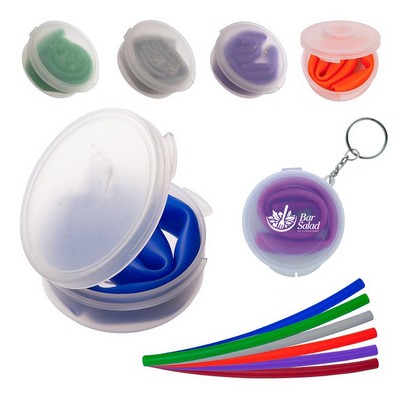 Silicone Straw in Box with Keychain