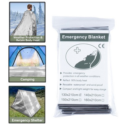 PET Emergency Thermal Silver Foil Blanket 52"x82"