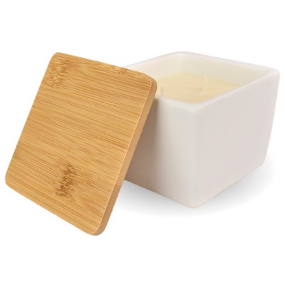 Luxury Natural 2 Wick Soy Wax Candle w/Bamboo Lid 8 Oz.