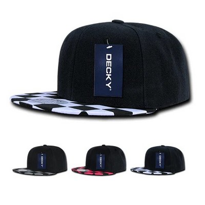 Decky High Profile Structured Snapback Cap w/Checkered Bill