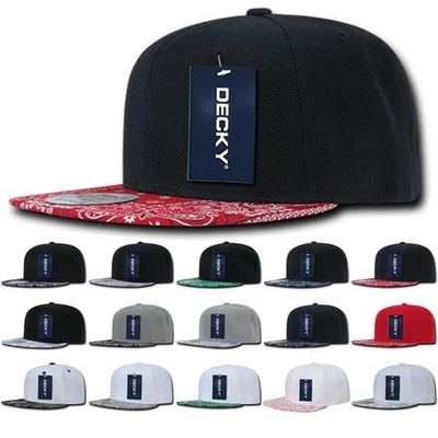 Decky High Profile Snapback Cap w/Bandanna Bill