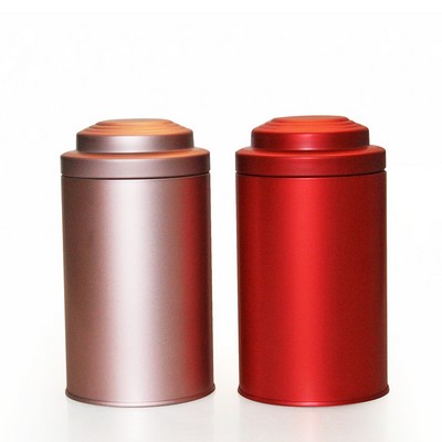 Ribbed Lid Cylindrical Tinplate Tea and Coffee Canister