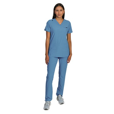 Medgear Liliana Women's Scrubs Set with 4-Pocket Top and Slim Straight Leg Pants