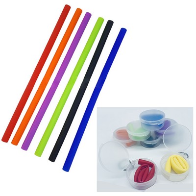 Reusable Silicone Straw w Carrying Case & Keyring