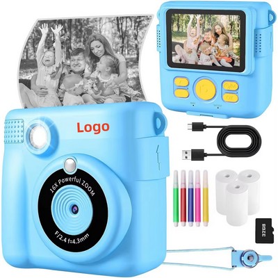 Custom Kids Instant Print Camera with 6 Color Pencils 32GB SD Card