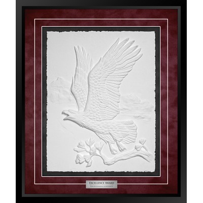 Majestic Flight (Black/Burgundy) - Cast Paper Sculptured Art - Shadowbox Award 22"x26"