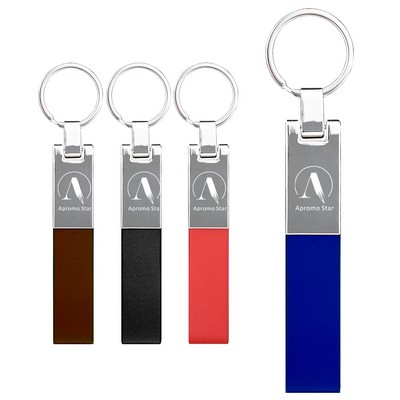 Metal Keychain With PU Leather