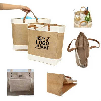 Premium Jute Shopping Tote Bag with Durable Handles in Stock