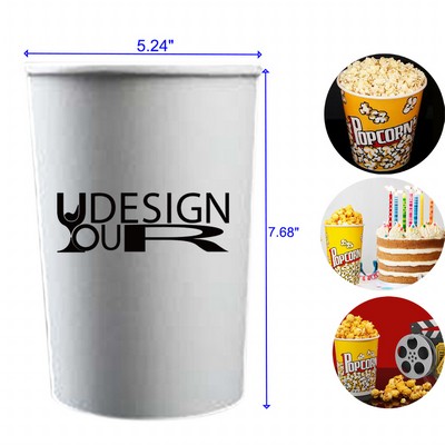 2L Disposable Paper Popcorn Buckets Cups Containers for Movie Nights Carnivals Birthday Parties