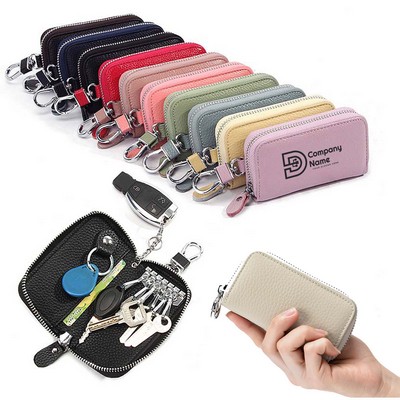 Leather Zipper Car Key Holder Bag