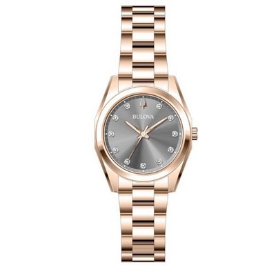 Bulova Watches Ladies' Surveyor Stainless Steel Bracelet Watch, Rose Gold w/Grey Dial