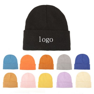 7" Acrylic Knit Cap With Embroidered Logo