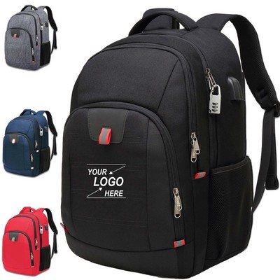 Anti-Theft Travel Backpack with USB Charging Port and Headphone Access