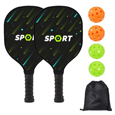 Wooden Pickleball Set w/ Drawstring Bag