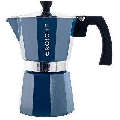 GROSCHE Milano Stovetop Espresso Maker Moka Pot (6 Cup Blue)