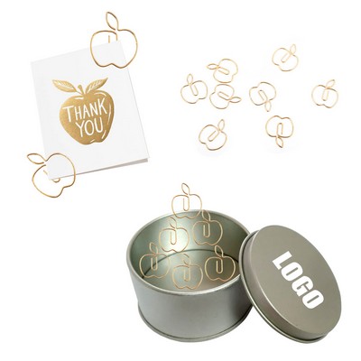 Apple Shaped Paper Clips with Tin Box