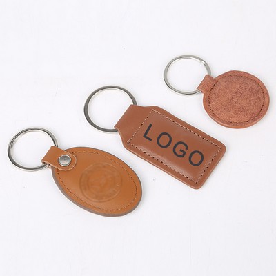 Genuine Leather Keychain, Multiple Shapes