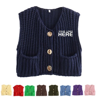 Woman V-neck Knit Vest