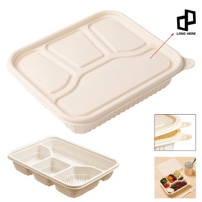 Four Compartments Disposable Degradable Takeaway Lunch Box