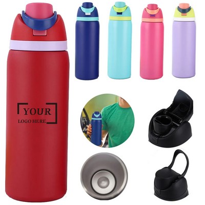 24 Oz Insulated Water Bottle with Straw