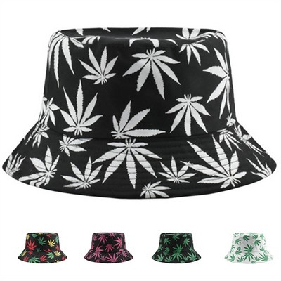 Hip Hop Cap Maple Leaf Sun Flat Top Bucket Hat