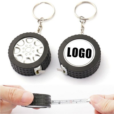 Mini Tire Shape Tape Measures Portable Measuring Tape w/Keychain