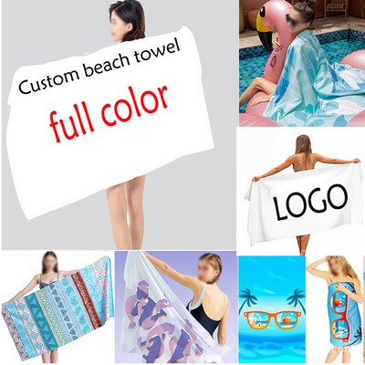 Custom Full-Color Quick-Dry Ultra-Fine Fiber Beach Towel 55"x27 1/2"