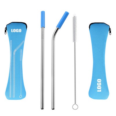 8.46 Inch Metal Straw With Pouch