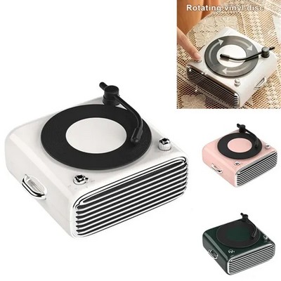 Vintage Style Mini Bluetooth Speaker with Turntable Design