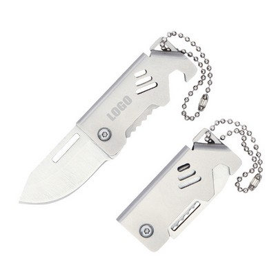 Folding Mini Knife Versatile Keychain Tool with Built-in Bottle Opener