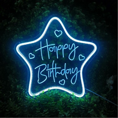 Birthday Party Neon Sign Custom Text Shining Star LED Light Happy Birthday Sign LED Glow Sign