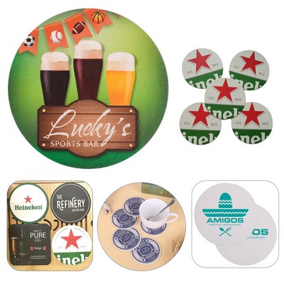 Full Color Double-Sided Print Pulpboard Coaster-4" Round