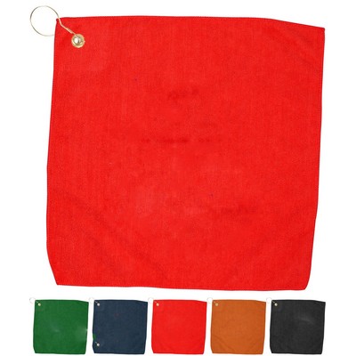 15" X 15" Hemmed Golf Towel With Grommet And Hook