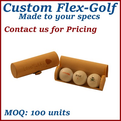 Flex Roll Wood Golf Ball Box (3 Golf Ball Capacity) / Wooden Box