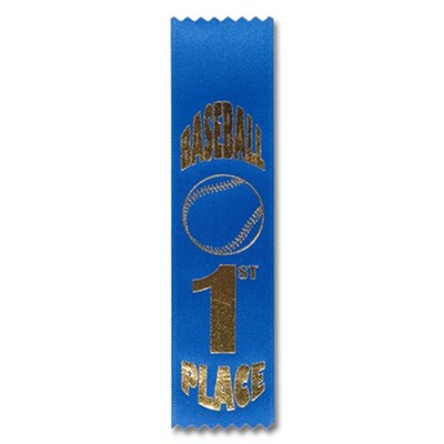 2"x8" 1st Place Stock Baseball Lapel Event Ribbon