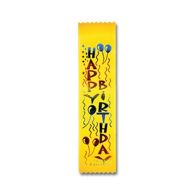 2"x8" Stock Recognition Happy Birthday Lapel Ribbons