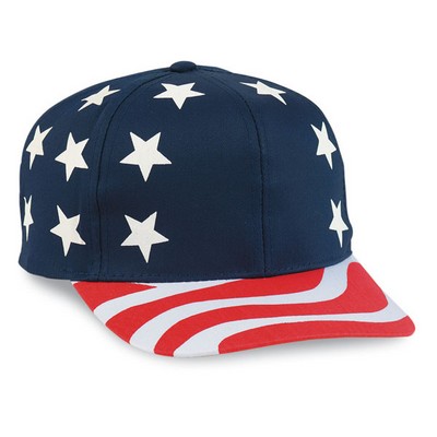 6 Panel Pro Style Cotton Twill Usa Flag Cap