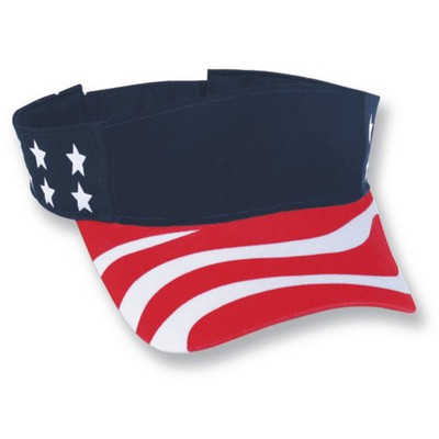 Cotton Twill Usa Flag Pattern Precurved Visor