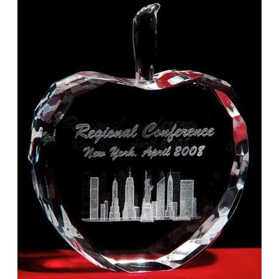 3-D New York Skyline in Crystal Apple Sculpture