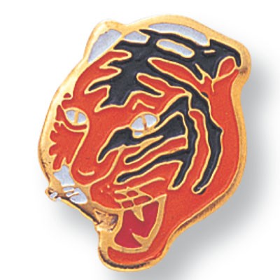 Etched Enameled Mascot Tiger Pin