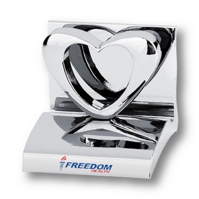 Chrome Metal Heart Business Card Holder