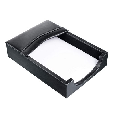 Classic Black Leather Memo Holder (4"x6")