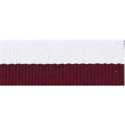 "V" Neck Ribbon - Maroon/White - Snap Clip - 1-1/2" Wide x 32" Long