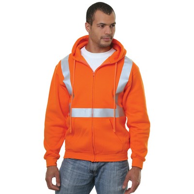 Bayside® Hi-Visibility Full-Zip Hoodie Solid Striping Sweatshirt