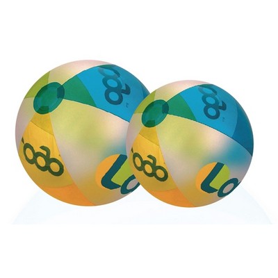 Inflatable Translucent Lime Green/Orange/Teal with Opaque White Beach Ball (16")