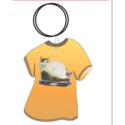 Turkish Van Cat T Shirt Keychain w/Mirror Back (4 Square Inch)