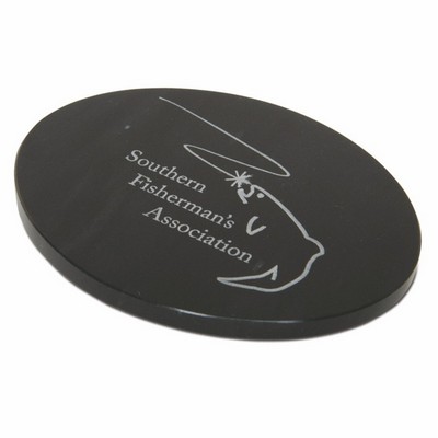 Jet Black Oval Marble Base (5"x5/16"x3")