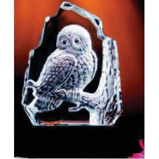 6" Glacier Hand Blown Glass Owl Award